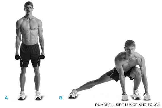 Dumbbell Side Lunge and Touch